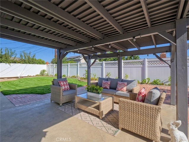 view of patio featuring an outdoor hangout area