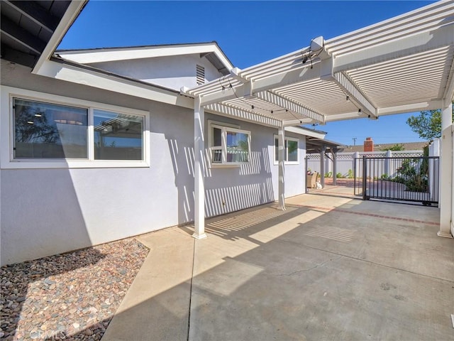 exterior space featuring a pergola