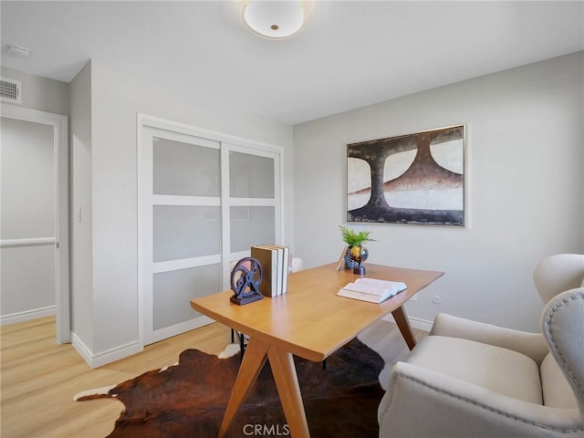 office area featuring hardwood / wood-style flooring