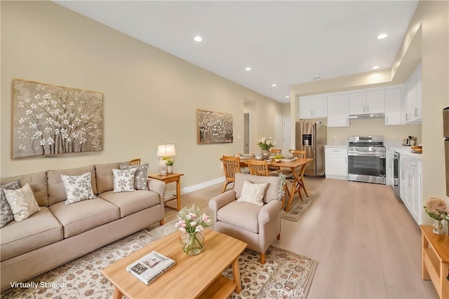 living room featuring light hardwood / wood-style floors