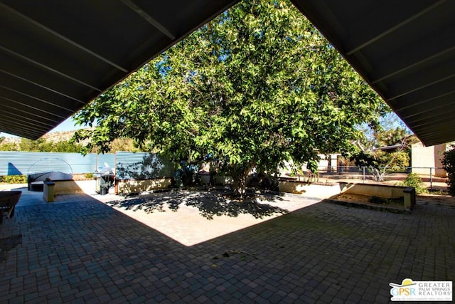 view of patio with grilling area and area for grilling