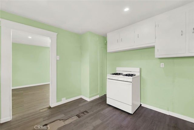 1312 4th, Corning, CA 96021 - kitchen with gas range gas stove, dark wood-style floors, white cabinets, and recessed lighting