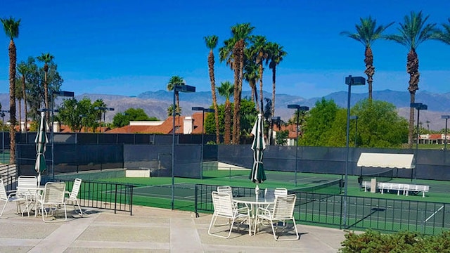 view of sport court featuring a mountain view