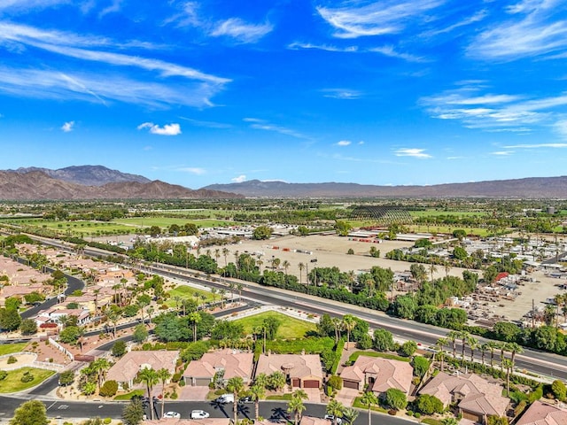 drone / aerial view featuring a mountain view