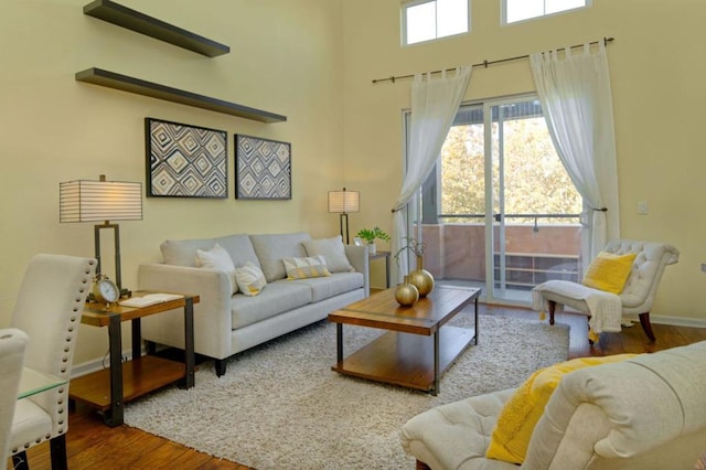 living room with hardwood / wood-style flooring