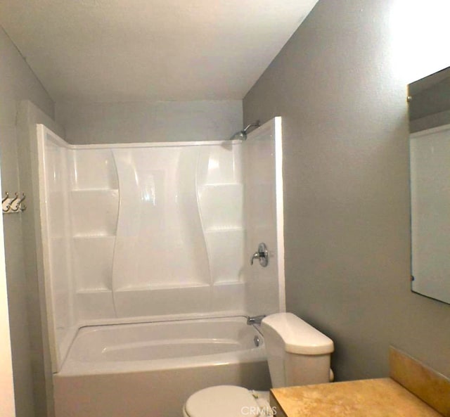 full bathroom featuring vanity, toilet, and bathing tub / shower combination