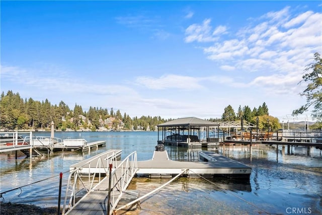 dock area featuring a water view