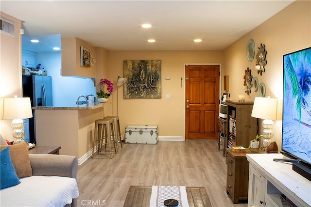 living room featuring light hardwood / wood-style floors