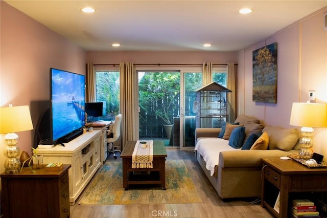 18645 Hatteras St Unit 186, Tarzana, CA 91356 - living room featuring wood finished floors and recessed lighting