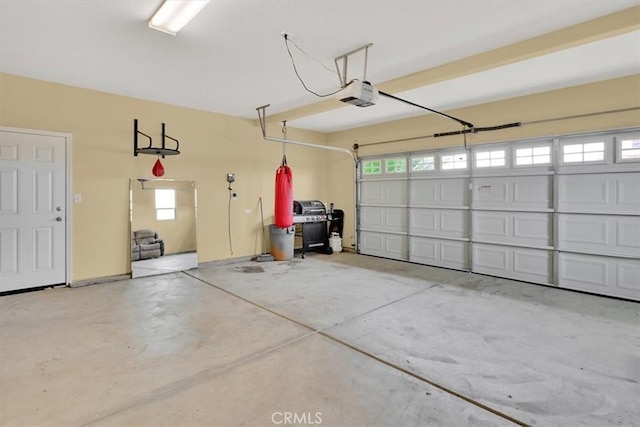 garage with a garage door opener