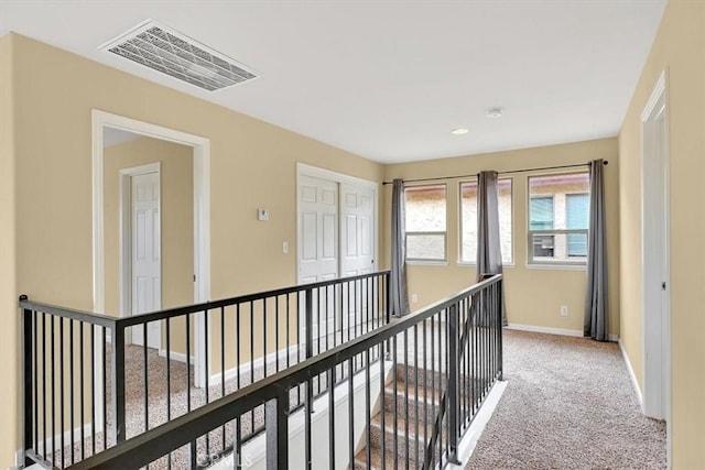 hallway with carpet flooring