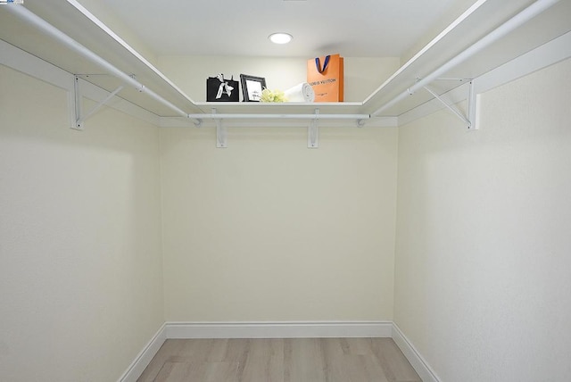 walk in closet with hardwood / wood-style floors