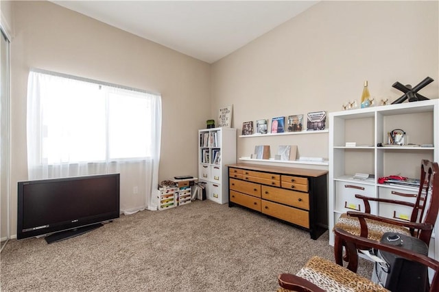 sitting room with light carpet