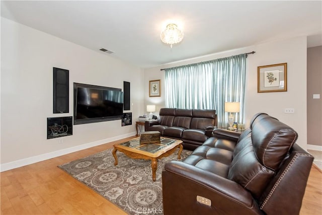 living room featuring wood-type flooring