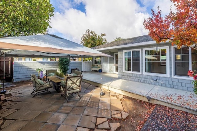 view of patio featuring a gazebo