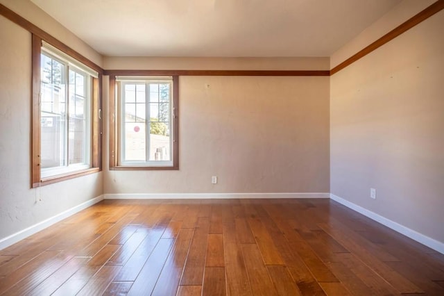 spare room featuring wood-type flooring