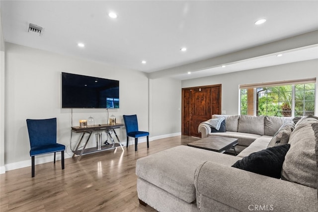 living room featuring wood-type flooring