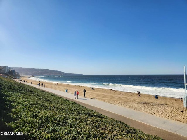 view of water feature with a view of the beach