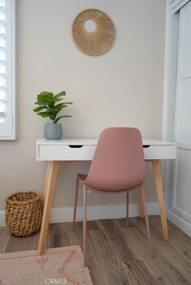 home office featuring hardwood / wood-style floors