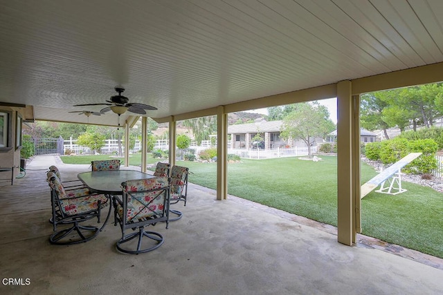 view of patio / terrace with ceiling fan