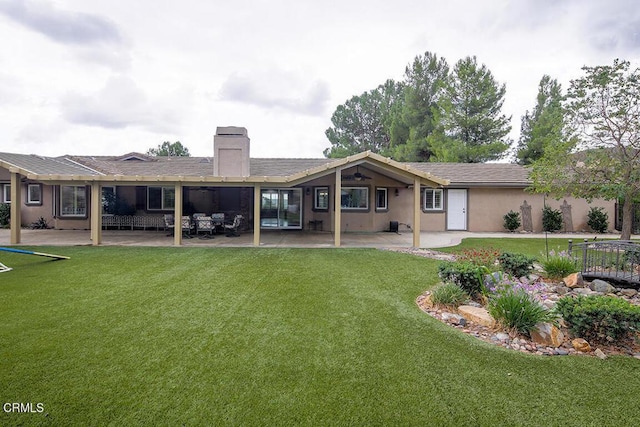 back of house featuring a yard and a patio