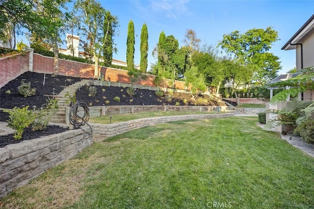 view of yard featuring a fenced backyard