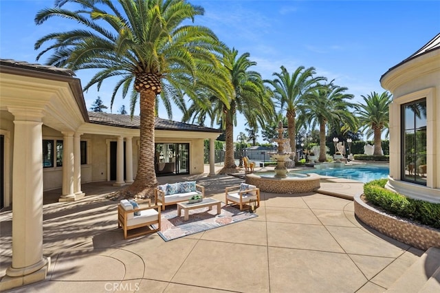 view of patio with an outdoor living space