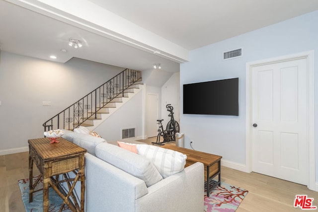 living room with light wood-type flooring