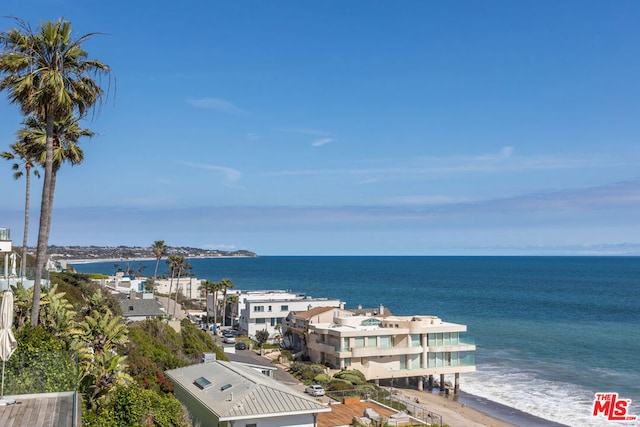 view of water feature featuring a beach view