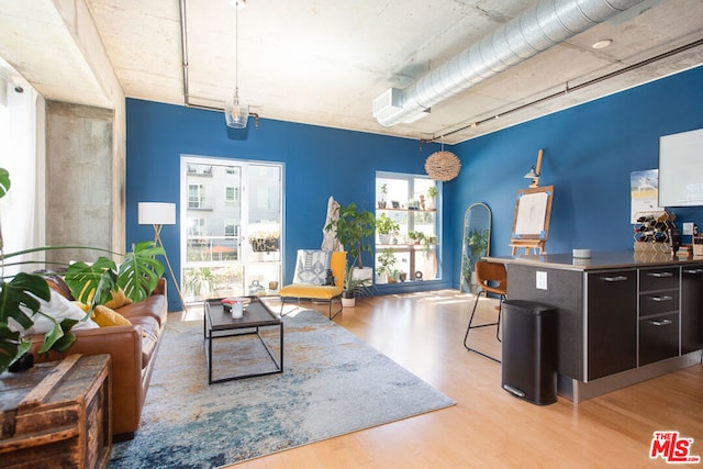 living room featuring light wood-type flooring