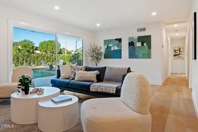 living room featuring light hardwood / wood-style flooring