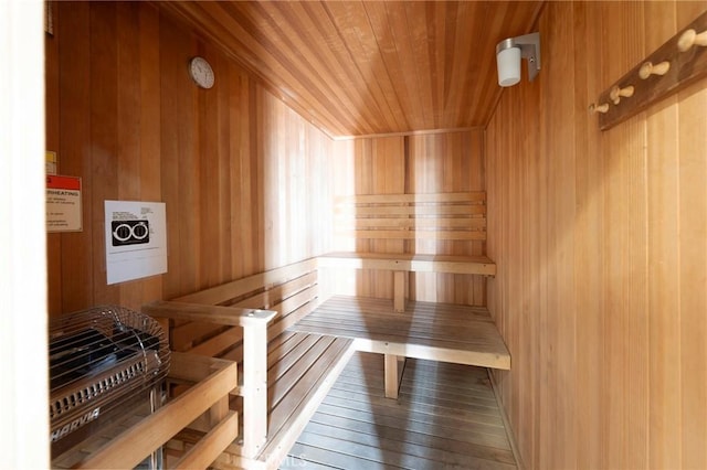 view of sauna / steam room featuring hardwood / wood-style flooring