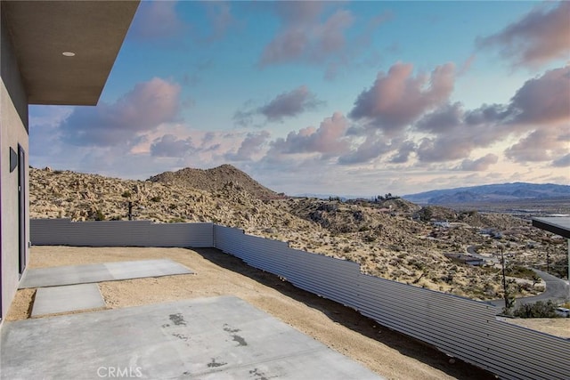 exterior space featuring a mountain view