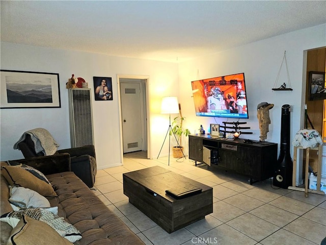 living room featuring light tile patterned floors