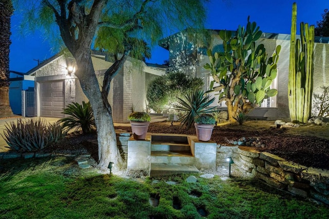 view of patio featuring a garage