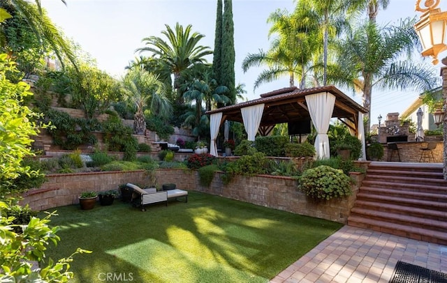 view of yard with a gazebo