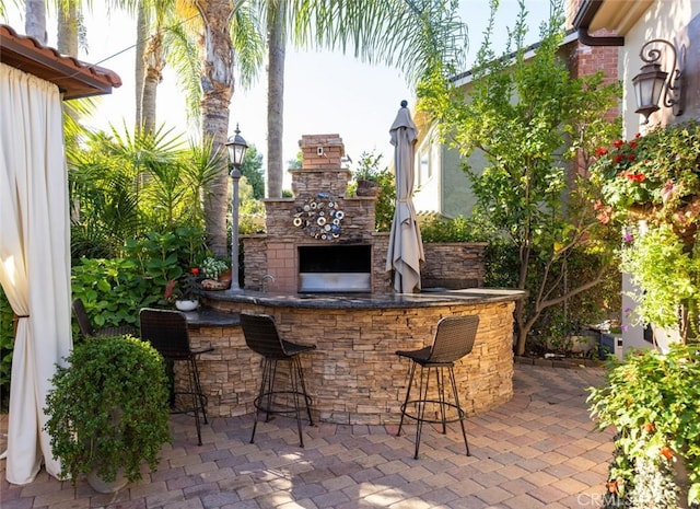 view of patio / terrace with a bar