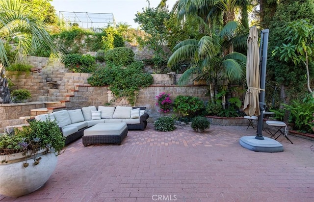 view of patio / terrace with an outdoor living space