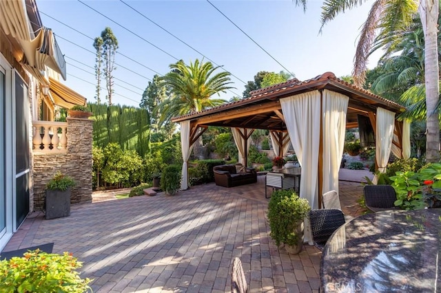 view of patio / terrace featuring a gazebo