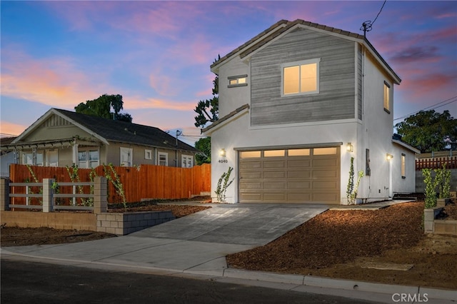 view of front of home featuring a garage