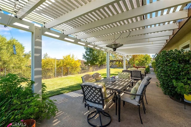 view of patio / terrace featuring a pergola