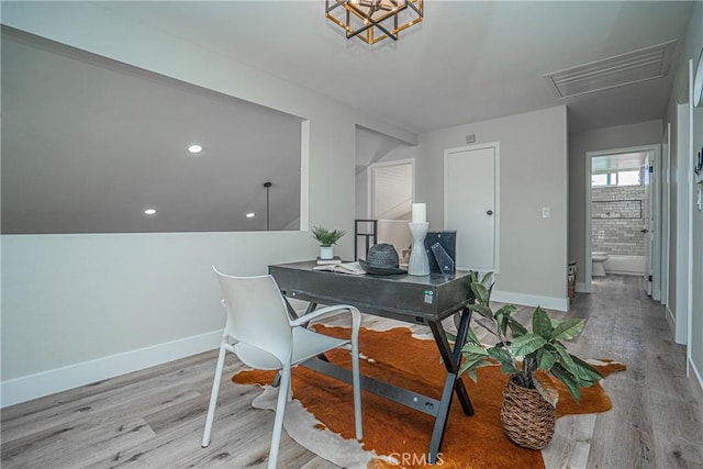 office space featuring light hardwood / wood-style flooring