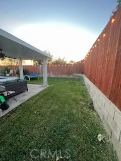 view of yard with a patio area