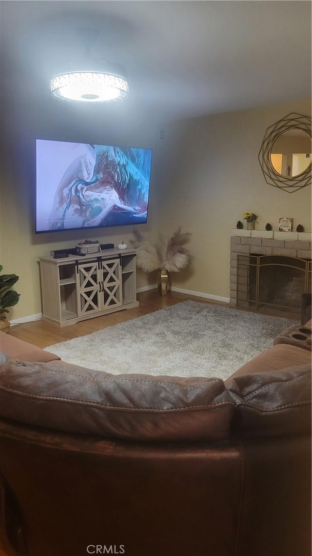 living room with wood-type flooring