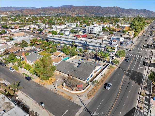 aerial view with a mountain view