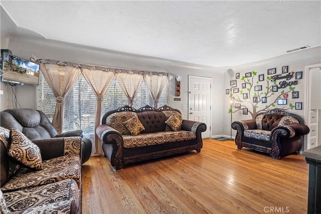 living room with hardwood / wood-style floors