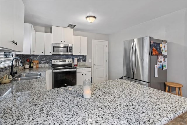 kitchen featuring sink, white cabinetry, and stainless steel appliances