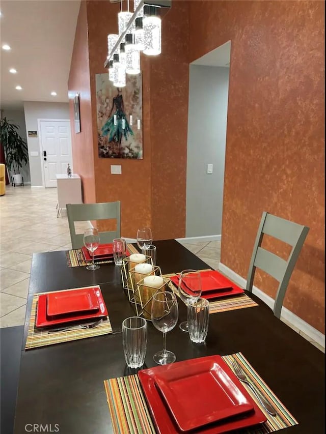 dining area with tile patterned floors