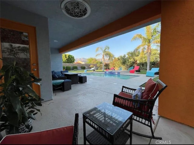 view of patio / terrace featuring an outdoor living space