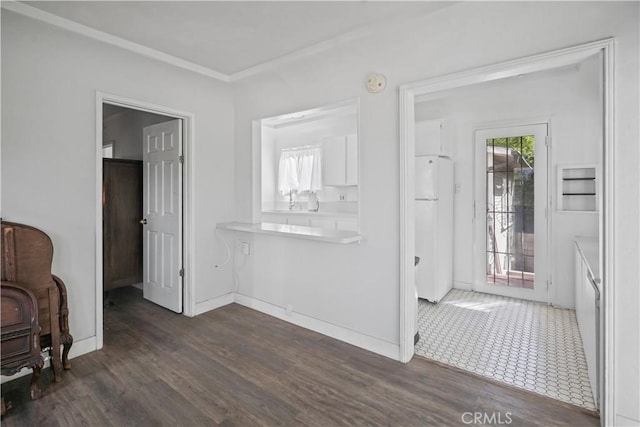 foyer with dark wood-type flooring